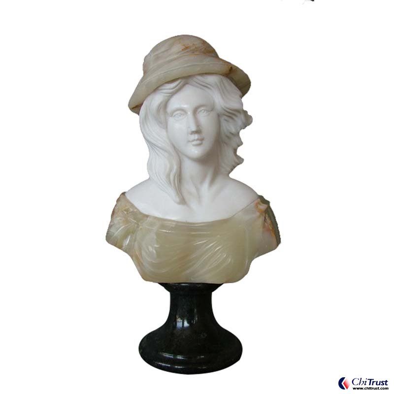 Woman stone bust statue